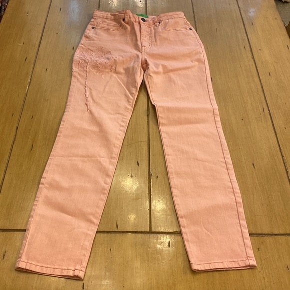 Free People Sandrine Rose Womens Embroidered Jeans Ankle New 27 virgin label - Picture 1 of 16